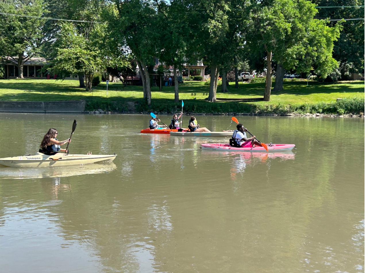 Team float group outing on the Vermilion River in Pontiac, Illinois